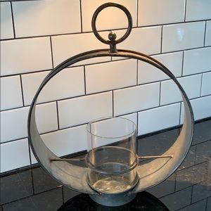Aged metal candle holder